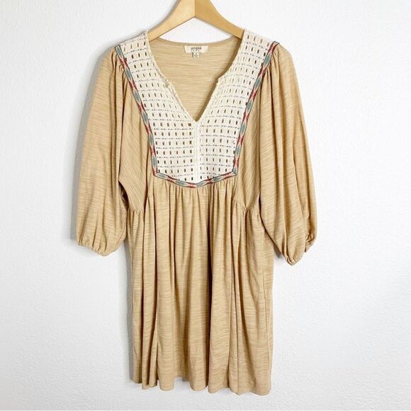 Umgee Neutral Boho Baby Doll Style Dress Size Medium - Picture 1 of 5